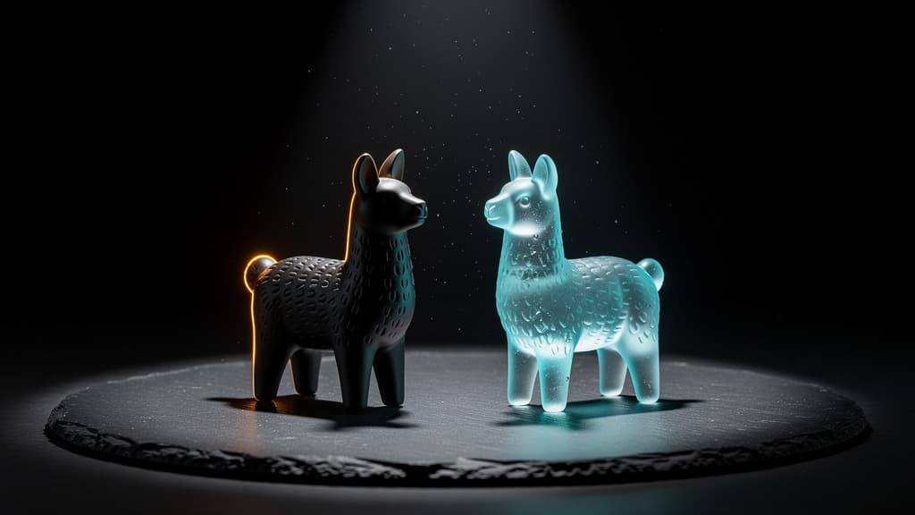 Ollama terminal session and LM Studio desktop interface shown side by side running local language models