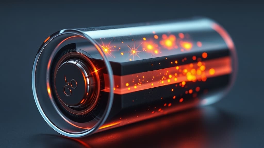 A cross-section diagram of a silicon-carbon battery cell next to a modern smartphone showing extended battery life