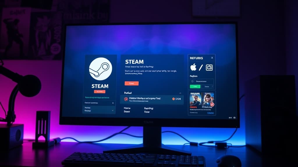 Gaming controller and Steam platform interface for game refunds