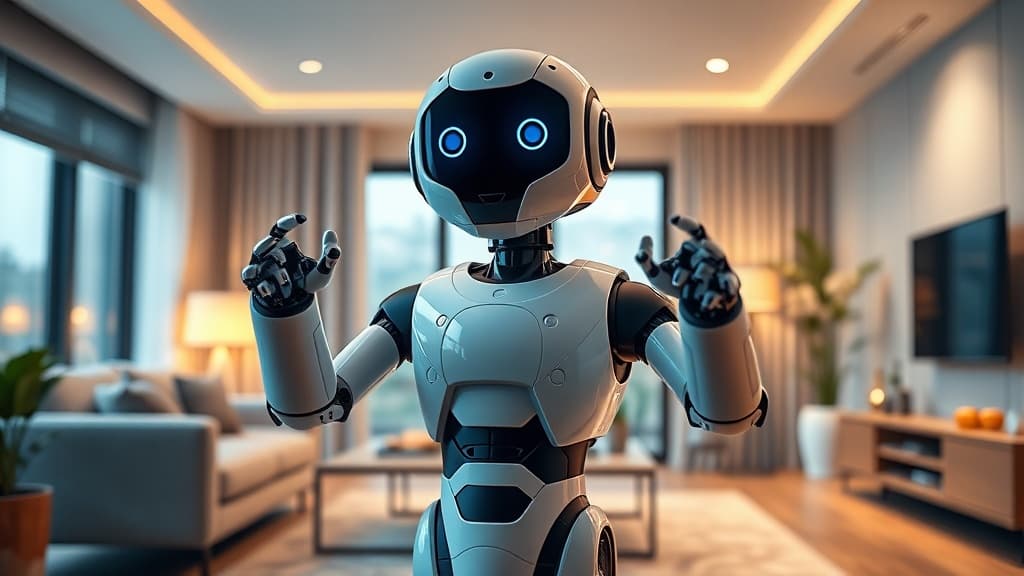 SwitchBot Onero H1 humanoid robot standing in a modern living room
