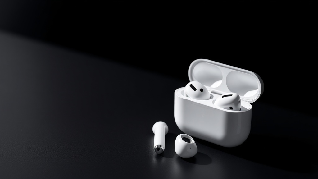 AirPods Pro 3 in their charging case on a white desk